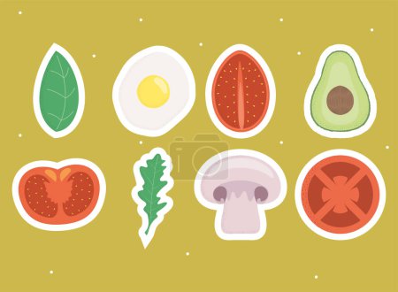 Téléchargez les illustrations : Légumes et ingrédients alimentaires icônes - en licence libre de droit