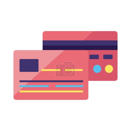 Illustration for Red credit cards bank isolated icon - Royalty Free Image