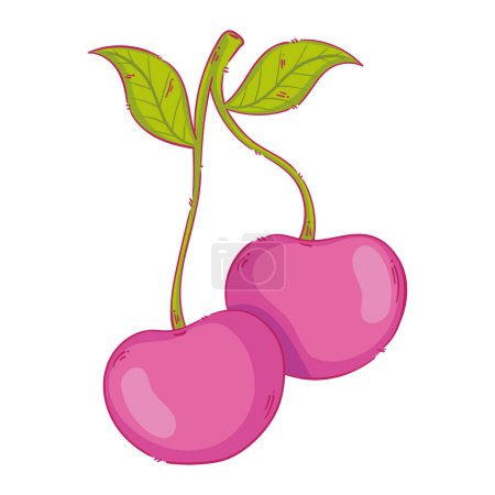 Illustration for Pink cherries fruits isolated icon - Royalty Free Image
