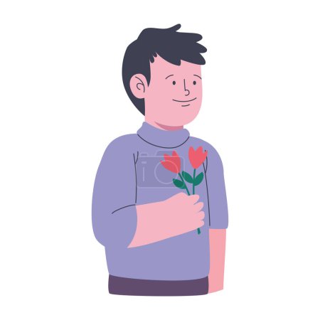 Illustration for Man with roses flowers character - Royalty Free Image