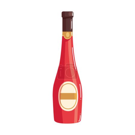 Ilustración de Vino tinto fresco bebida icono de botella - Imagen libre de derechos