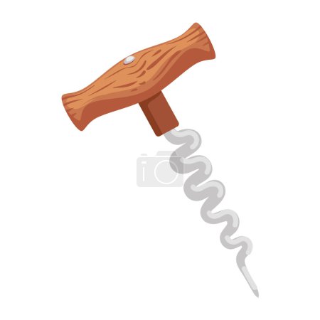 Illustration for Wine corkscrew tool and leafs - Royalty Free Image