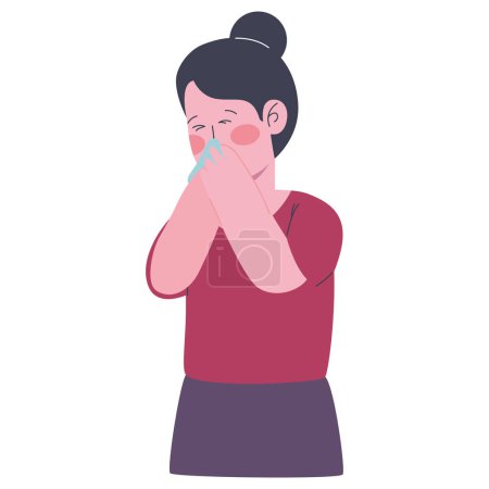 Ilustración de Mujer enferma con gripe icono aislado - Imagen libre de derechos