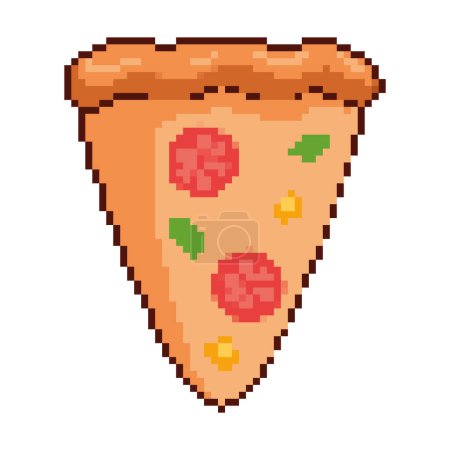 Téléchargez les illustrations : Pizza italienne icône de la nourriture pixellisée - en licence libre de droit
