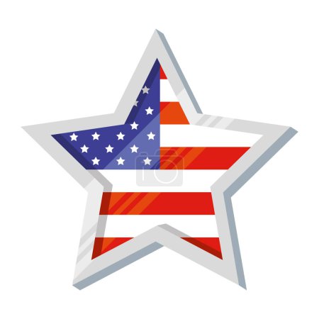 Téléchargez les illustrations : Drapeau des Etats-Unis dans icône étoile - en licence libre de droit