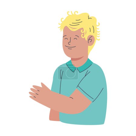 Téléchargez les illustrations : Jeune homme blond saluant caractère - en licence libre de droit