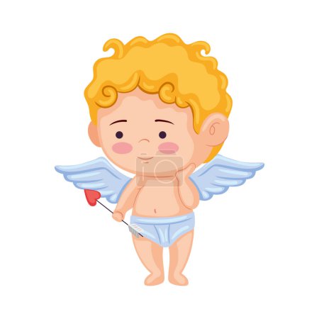 Téléchargez les illustrations : Ange Cupidon avec caractère flèche - en licence libre de droit