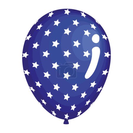 Ilustración de Helio globo azul con icono de estrellas - Imagen libre de derechos