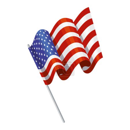 Illustration for Usa flag waving in pole icon - Royalty Free Image