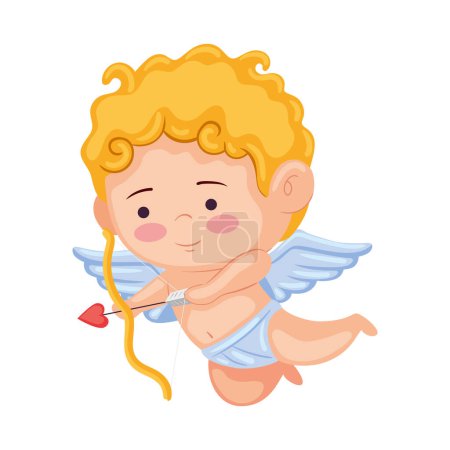 Téléchargez les illustrations : Ange Cupidon avec caractère arc - en licence libre de droit