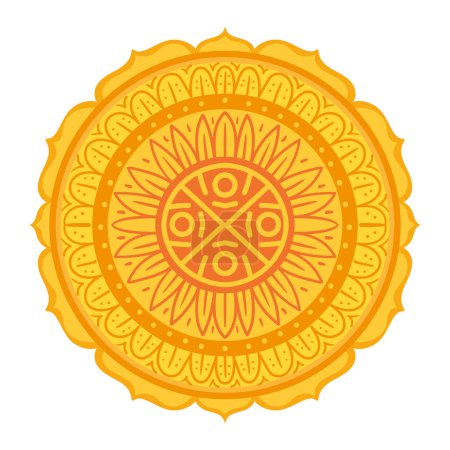 Téléchargez les illustrations : Mandala doré décoration icône isolée - en licence libre de droit
