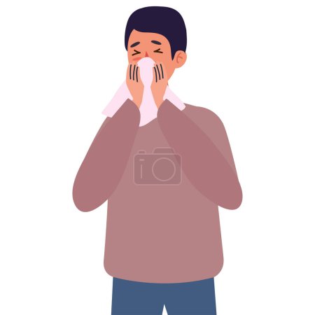 Ilustración de Hombre enfermo de gripe carácter - Imagen libre de derechos