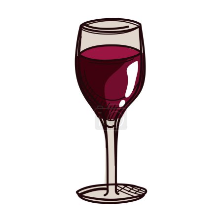 Téléchargez les illustrations : Tasse de vin rouge fraîche icône boisson - en licence libre de droit