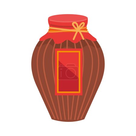 Illustration for Chinese pot with preserves icon - Royalty Free Image