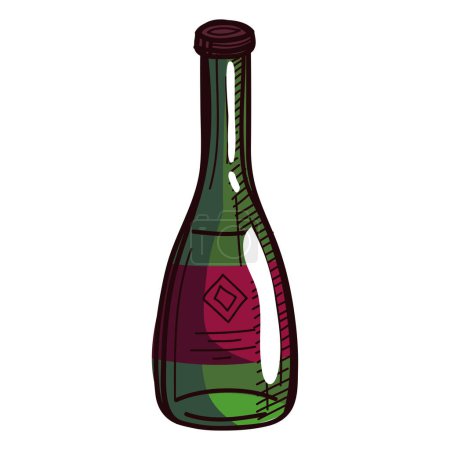 Téléchargez les illustrations : Icône de bouteille de vin vert - en licence libre de droit