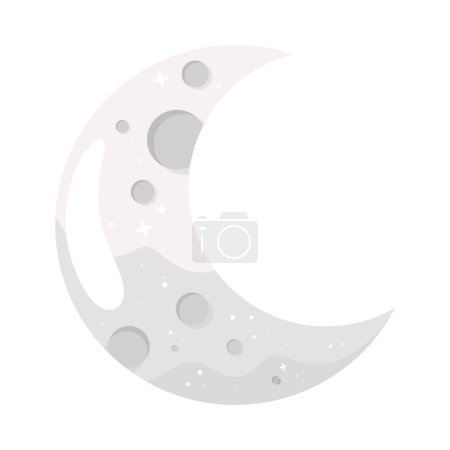 Illustration for White crescent moon space icon - Royalty Free Image
