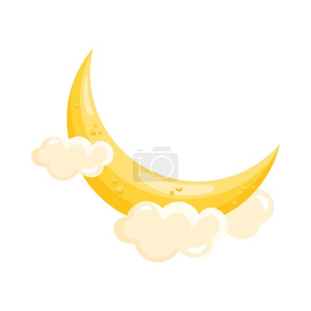 Illustration for Crescent moon in clouds icon - Royalty Free Image