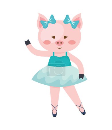 Illustration for Pig ballet dancer cute character - Royalty Free Image