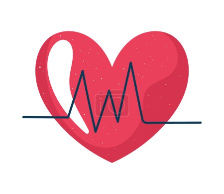 Ilustración de Corazón cardio con icono de latidos del corazón - Imagen libre de derechos