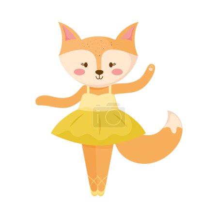 Illustration for Fox ballet dancer cute character - Royalty Free Image
