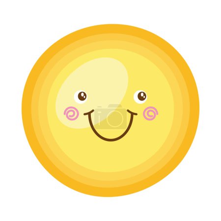 Illustration for Sun emoticon kawaii comic character - Royalty Free Image