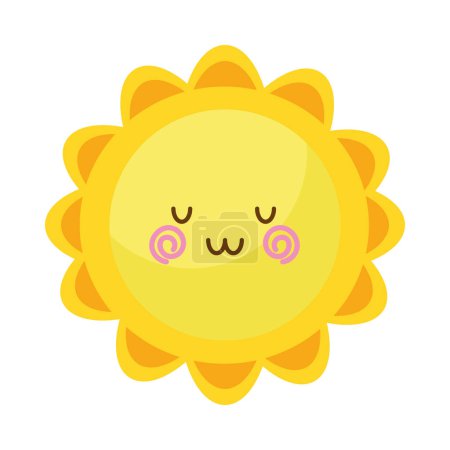 Ilustración de Sol con encaje carácter kawaii - Imagen libre de derechos