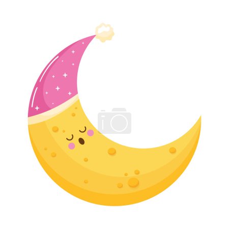 Illustration for Crescent moon sleeping kawaii character - Royalty Free Image