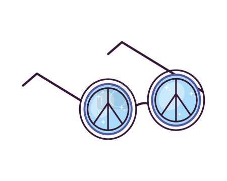 Illustration for Peace eyeglasses pop art style icon - Royalty Free Image