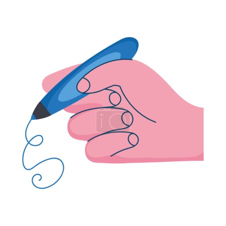 Téléchargez les illustrations : Main écriture humaine avec stylo bleu - en licence libre de droit