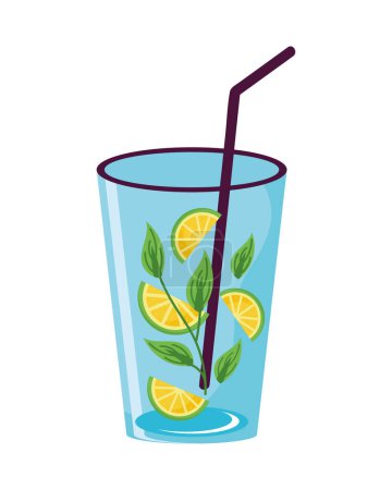Illustration for Mojito cuban cocktail with straw - Royalty Free Image
