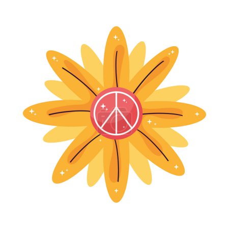 Téléchargez les illustrations : Fleur jaune icône de style pop art - en licence libre de droit
