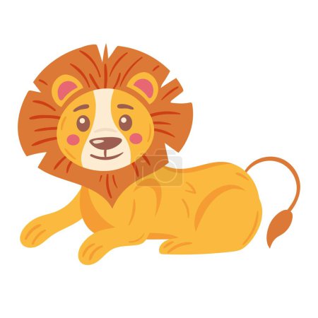 Téléchargez les illustrations : Mignon lion animal caractère enfantin - en licence libre de droit