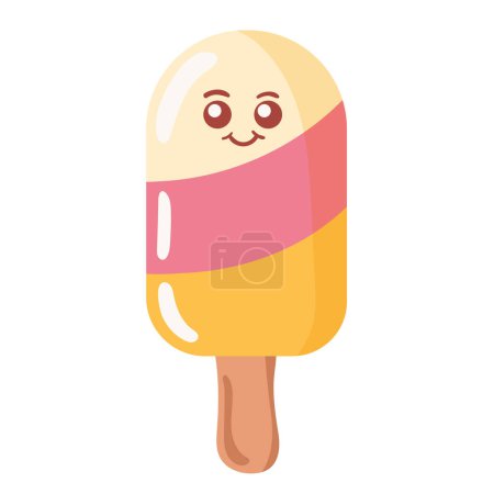 Téléchargez les illustrations : Crème glacée en bâton caractère kawaii - en licence libre de droit