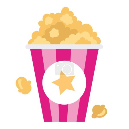 Téléchargez les illustrations : Cinéma pop maïs food icône - en licence libre de droit