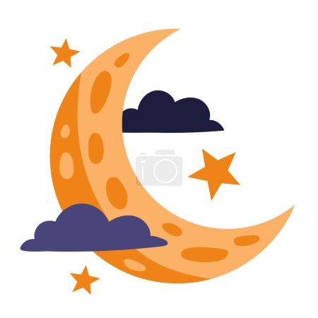Illustration for Crescent moon with stars icon - Royalty Free Image