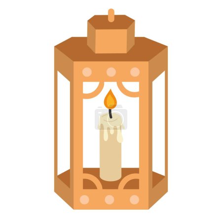 Ilustración de Lámpara árabe con icono de vela - Imagen libre de derechos