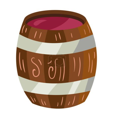Illustration for Fresh wine drink barrel icon - Royalty Free Image