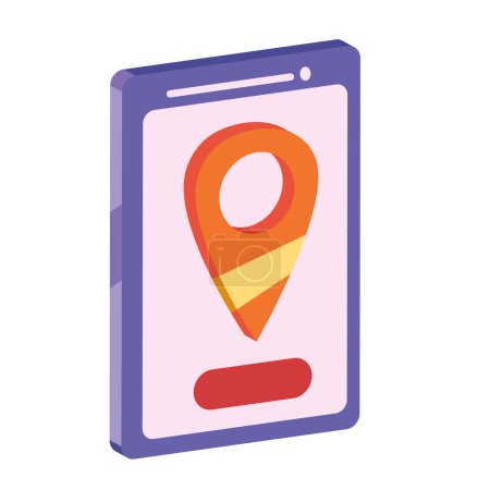Illustration for Smartphone device with pin location icon - Royalty Free Image
