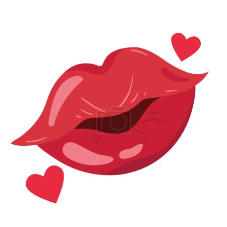 Ilustración de Boca de mujer con corazones día de San Valentín - Imagen libre de derechos