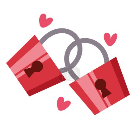 Illustration for Hearts red with padlocks valentines day - Royalty Free Image
