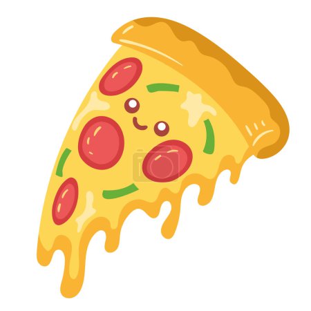 Illustration for Pizza fast food kawaii character - Royalty Free Image