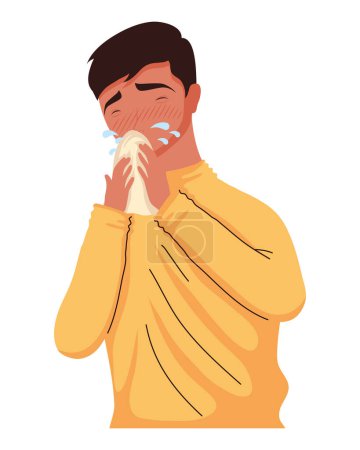 Illustration for Man sick with flu character - Royalty Free Image
