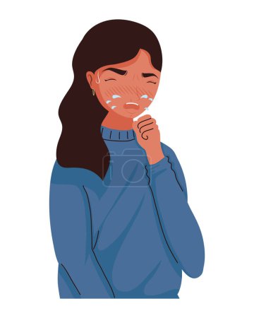 Illustration for Woman sick with flu character - Royalty Free Image