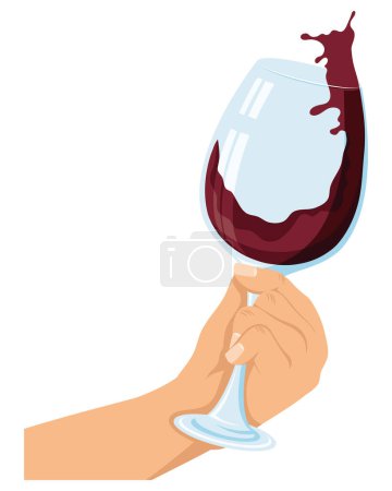 Téléchargez les illustrations : Main avec tasse de vin éclaboussure icône - en licence libre de droit