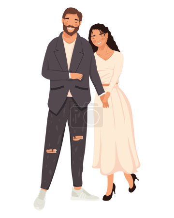 Illustration for Happy lovers couple romantic characters - Royalty Free Image