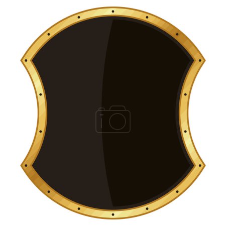 Ilustración de Escudo negro con icono de marco dorado - Imagen libre de derechos
