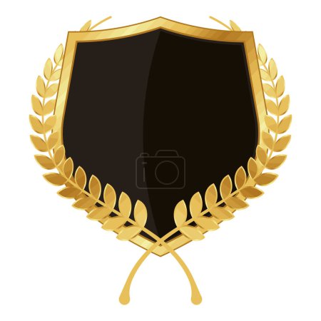 Ilustración de Escudo de oro con icono de corona - Imagen libre de derechos