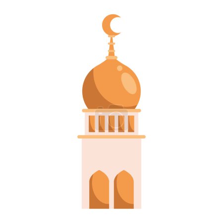Illustration for Mosque tower with moon icon - Royalty Free Image