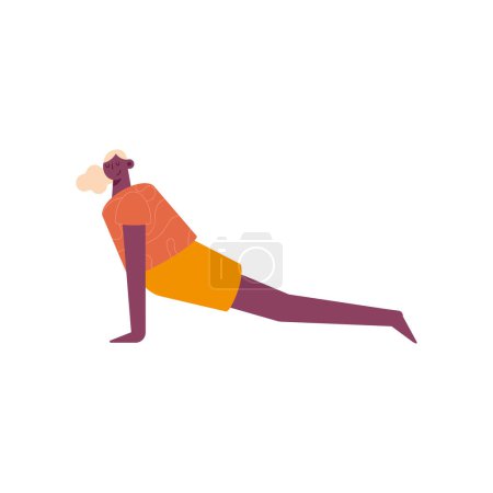Illustration for Afro woman practicing yoga character - Royalty Free Image