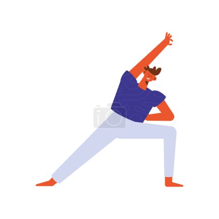 Illustration for Happy man practicing yoga character - Royalty Free Image